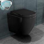 Schwarz spülrandlos Wand hängend Toilette WC Klo beschichtet Softclose Sitz B237