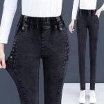 Schwarze Stretch-Jeans aus Denim für Damen Größe 3 XL für den für den Herbst 