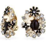 Reduzierte Schwarze Blumenmuster Bling Jewelry Schmetterling Ohrringe mit Insekten-Motiv aus Kristall mit Echte Perle für Damen zum Muttertag 