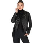 Reduzierte Schwarze D'arienzo Gefütterte Lederjacken mit Gürtel aus Leder für Damen Größe XXS für den für den Herbst 