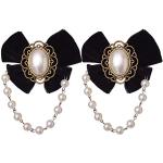 Schwarze Schuhclips mit Perlen aus Samt für Damen 