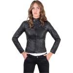 Reduzierte Schwarze Gesteppte D'arienzo Gefütterte Lederjacken mit Reißverschluss aus Nappaleder für Damen Größe XL für den für den Herbst 