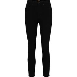 Schwarze Jeans aus Power-Stretch-Denim mit hohem Bund und Cropped-Länge