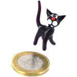 Schwarze Katze - Miniatur Figur schwarzes Kätzchen aus Glas - Katze Schwarz - Glasfigur Glücksbringer Mini 1-1 Glastier Deko Setzkasten Vitrine