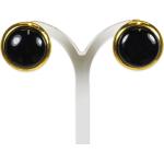 Schwarze Runde Ohrhänger aus vergoldet mit Onyx für Damen 
