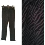 Schwarze Bestickte Vintage Jeans mit Stickerei mit Reißverschluss aus Samt für Damen Größe XS 