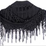 Schwarze Pashmina-Schals aus Spitze für Damen für den für den Herbst 