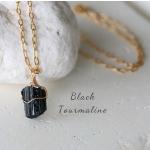 Schwarze Turmalinketten aus Kristall mit Turmalin für Damen 