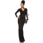 Schwarze Yourdesignerz Maxi V-Ausschnitt Lange Abendkleider aus Spitze für Damen Einheitsgröße Große Größen 