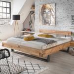 Braune Moderne Rechteckige Französische Doppelbetten geölt aus Massivholz 200x200 