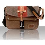 Braune Vintage Messenger Bags & Kuriertaschen mit Ländermotiv mit Reißverschluss aus Leder für Herren Klein 