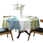 Blaue Karo Vintage Runde Runde Tischdecken 120 cm aus Baumwolle 