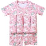 Rosa Kinderbadeanzüge mit Schwimmhilfe mit Reißverschluss aus Polyester für Mädchen 1-teilig für den für den Sommer 