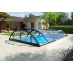Anthrazitfarbene Albixon Klasik Clear Poolüberdachungen aus Aluminium mit Dach 