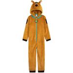 Braune Scooby Doo Kinderschlafoveralls mit Reißverschluss aus Fleece für Jungen 
