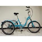 SCOUT Dreirad für Erwachsene, faltbares Dreirad, 61 cm Räder, 6-Gang-Shimano-Schaltung, Scheibenbremsen vorne und hinten (blaugrün)