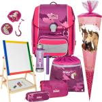 Pinke Scout Genius Schulranzen Sets mit Pferdemotiv für Mädchen 7-teilig zum Schulanfang 