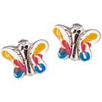 Silberne Motiv Runde Schmetterling Ohrringe mit Insekten-Motiv 