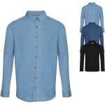 Hellblaue Langärmelige Herrenjeanshemden aus Baumwolle Größe XL 