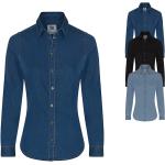 Hellblaue Langärmelige Herrenjeanshemden aus Baumwolle Größe XL 