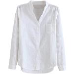 Weiße Karo Elegante Stehkragen Stehkragenhemden aus Baumwolle enganliegend für Damen Größe M Große Größen für den für den Winter 