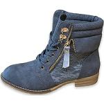 SDS Damen Stiefeletten Schnürer Boots - Stiefel mit Reißverschluss - Schnürstiefeletten Women Herbst Frühling Spitzen-Optik - W160 Grau Größe 40