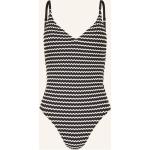 Schwarze Seafolly V-Ausschnitt Badeanzüge mit hohem Beinausschnitt aus Mesh mit verstellbaren Trägern für Damen Größe S 