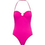 Pinke Neckholder Badeanzüge mit Meer-Motiv aus Polyamid für Damen Größe XS 