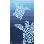 Blaue Maritime Seahorse Strandtücher mit Schildkrötenmotiv aus Frottee 100x180 
