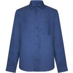 Reduzierte Royalblaue Casual Button Down Kragen Leinenhemden mit Knopf aus Leinen für Herren Größe XL 