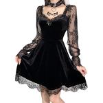 SEAUR Gothic Kleid Damen Minikleid Retro Vintage Steampunk Rock Kleider Karneval Party Club Wear Cosplay Kostüm Fasching - M