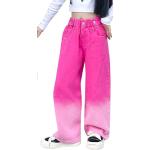 Rosa Motiv Baggy Jeans für Kinder aus Denim für Mädchen Größe 140 