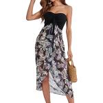 Lila Blumenmuster Elegante Ärmellose Asymmetrische Schulterfreie Kleider aus Polyester für Damen Größe S für den für den Sommer 