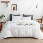Reduzierte Weiße Unifarbene Bettwäsche Sets & Bettwäsche Garnituren strukturiert mit Reißverschluss aus Seersucker maschinenwaschbar 135x200 