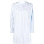 Reduzierte Hellblaue Gestreifte Chloé See by Chloé Stehkragen Tunika-Blusen mit Knopf aus Baumwolle für Damen Größe M 