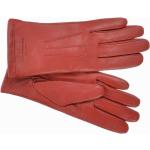 Rubinrote Fingerhandschuhe aus Leder für Damen Größe M für den für den Winter 