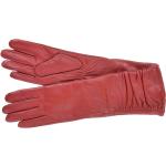 Rubinrote Elegante Fingerhandschuhe aus Leder Größe S für den für den Winter 