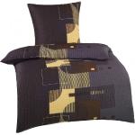 Schwarze Gestreifte bügelfreie Bettwäsche strukturiert mit Reißverschluss aus Textil maschinenwaschbar 135x200 2-teilig 