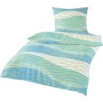 Grüne bügelfreie Bettwäsche mit Meer-Motiv aus Stoff 135x200 
