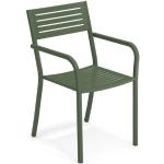 Olivgrüne EMU Gartenmöbel Segno Designer Stühle aus Stahl 
