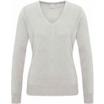 Graue Unifarbene Adagio V-Ausschnitt Kaschmir-Pullover für Damen Größe XL für den für den Herbst 