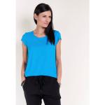 Blaue Unifarbene Kurzärmelige Seidel Germany Rundhals-Ausschnitt T-Shirts aus Jersey für Damen Größe XS 
