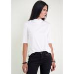 Offwhitefarbene Unifarbene Halblangärmelige Seidel Germany Stehkragen T-Shirts aus Jersey für Damen Größe XS 