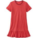 Korallenrote Waschbär Nachhaltige Jerseykleider für Kinder mit Volants aus Jersey Größe 134 für den für den Sommer 
