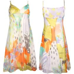 Seidenkleid/Wunderschönes Multi-Color Flowy 100% Seide Kleid 2000S Y2K 00S Vintage Abstrakt Künstlerisch Blumen Print Slipdress Sommer