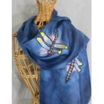 Marineblaue Seidenschals mit Insekten-Motiv aus Seide Handwäsche für Herren 