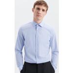 Blaue Unifarbene Business Langärmelige Seidensticker Nachhaltige Kentkragen Hemden mit Kent-Kragen aus Popeline für Herren 