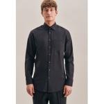 Reduzierte Schwarze Unifarbene Langärmelige Seidensticker Nachhaltige Kentkragen Hemden mit Kent-Kragen aus Baumwolle für Herren Übergrößen 