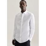 Reduzierte Weiße Unifarbene Business Langärmelige Seidensticker Nachhaltige Button Down Kragen Herrenlangarmhemden aus Baumwolle Größe S 