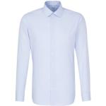 Hellblaue Gestreifte Langärmelige Seidensticker Nachhaltige Kentkragen Hemden mit Kent-Kragen aus Baumwolle für Herren 